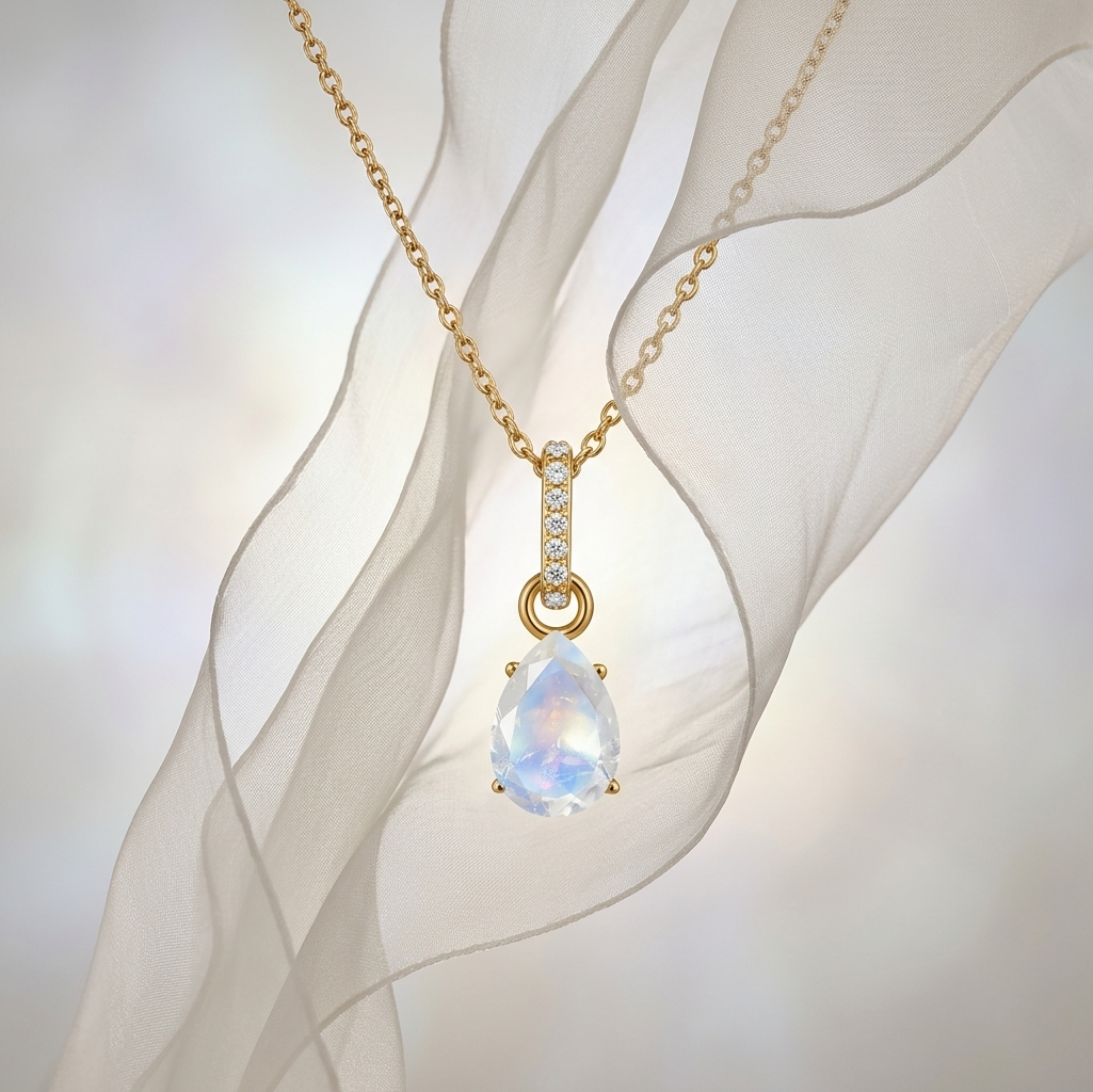 Gold Necklace Pear Shaped Birthstone