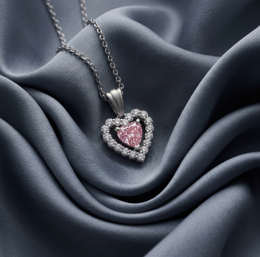 Heart in Heart Halo Birthstone Pendant