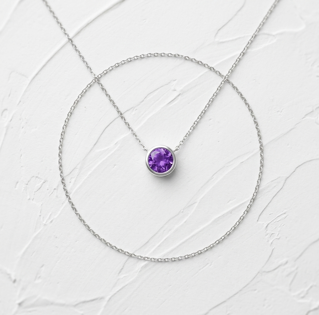 Silver Bezel Birthstone Gemstone Pendant