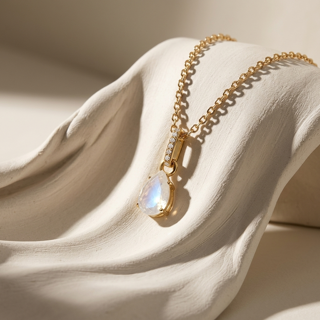 Gold Necklace Pear Shaped Birthstone