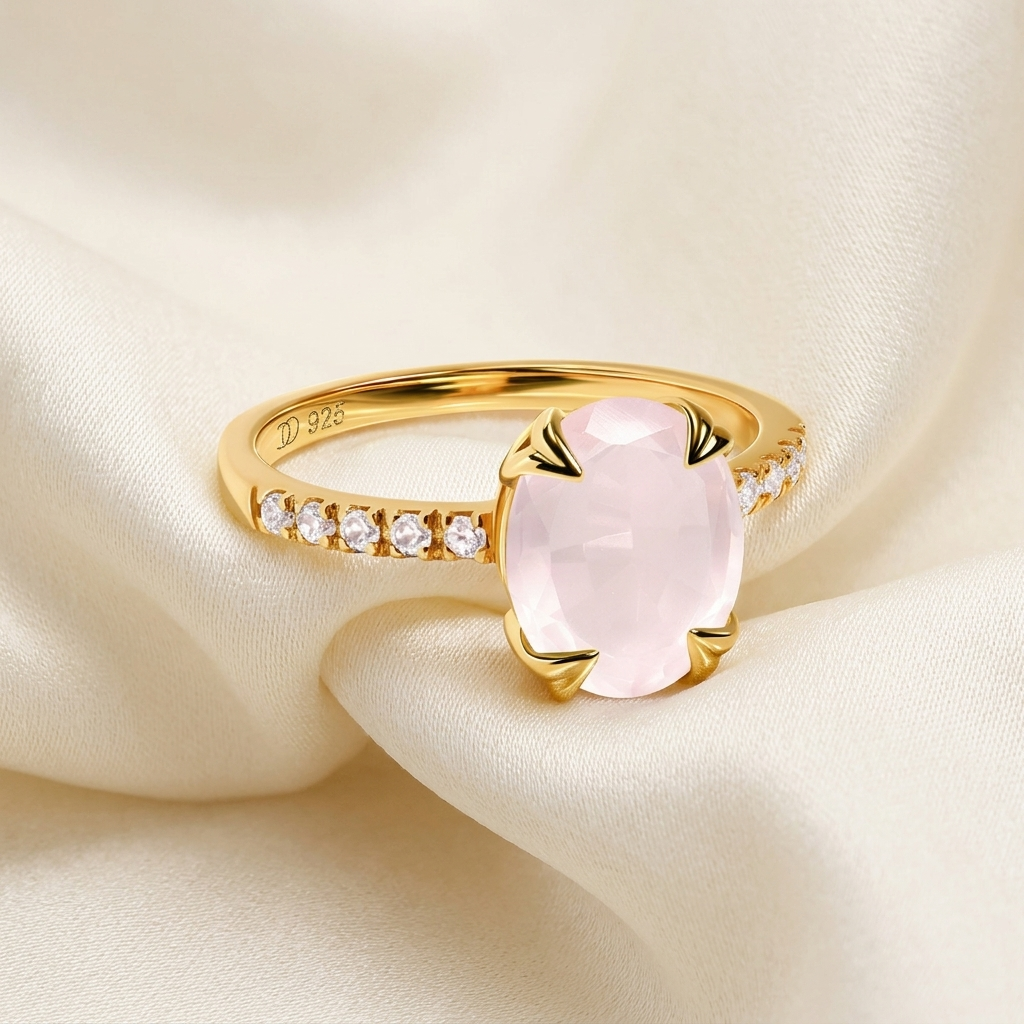 Gold Rose Quartz Ring