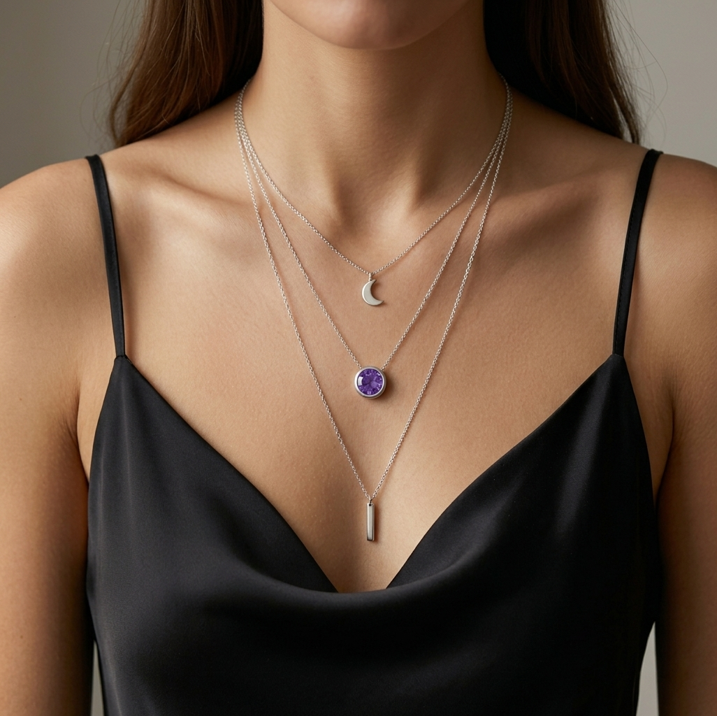 Silver Bezel Birthstone Gemstone Pendant