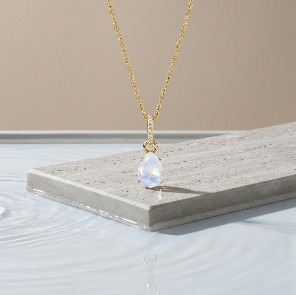 Gold Necklace Pear Shaped Birthstone