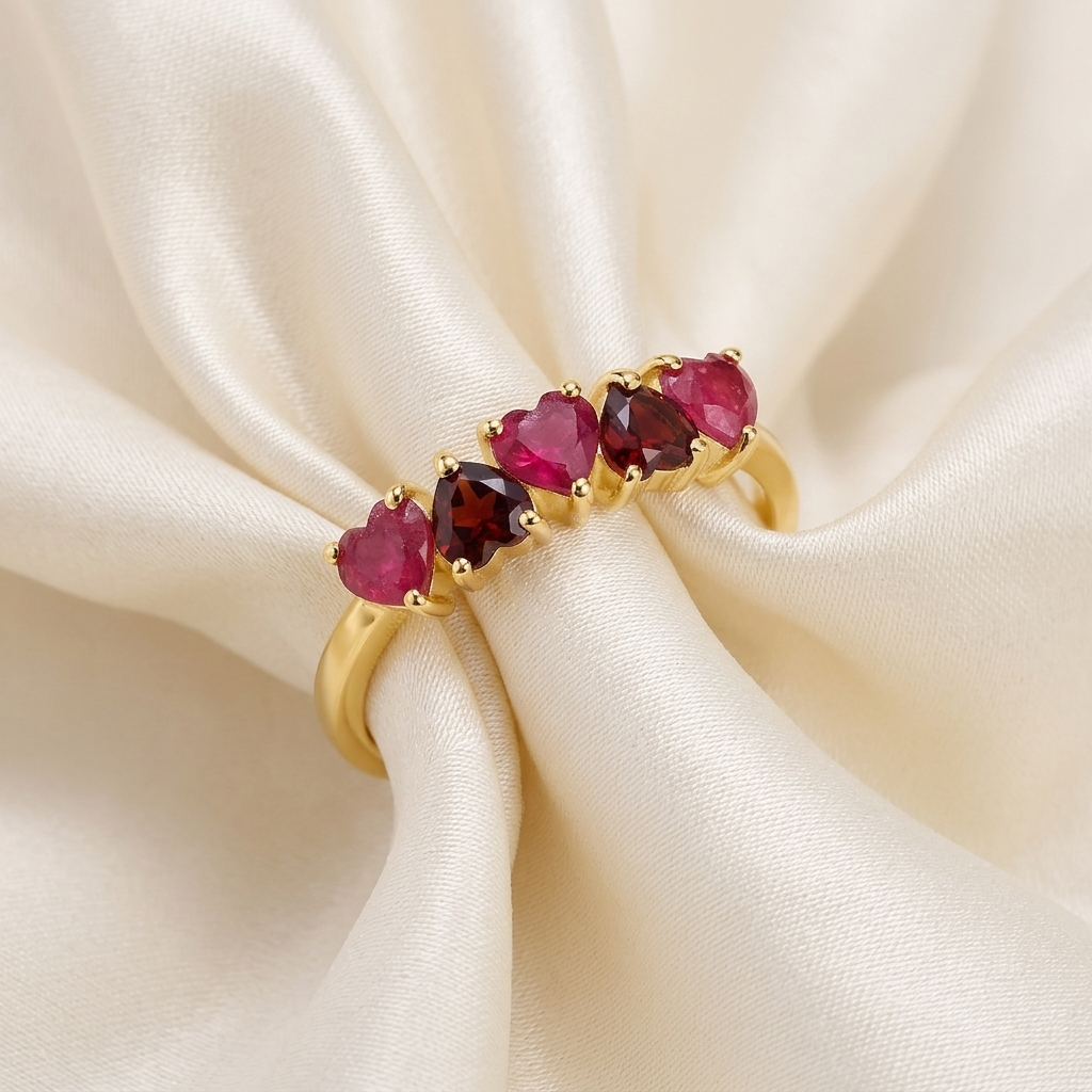Ruby Garnet Heart Birthstone Ring