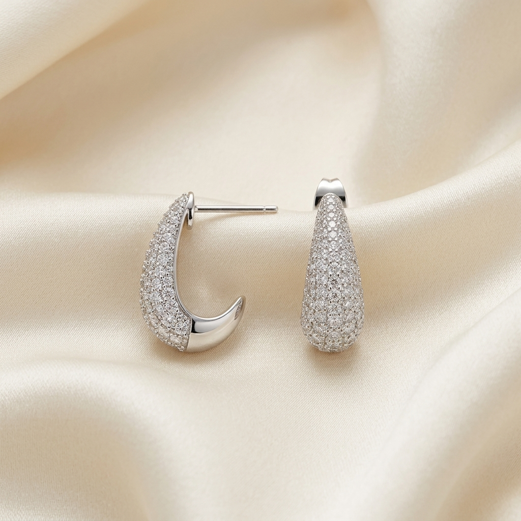 Teardrop Micro-Pavé Statement Studs Earrings
