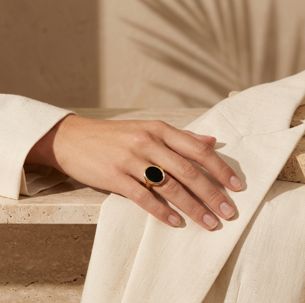 Black Onyx Crystal Ring