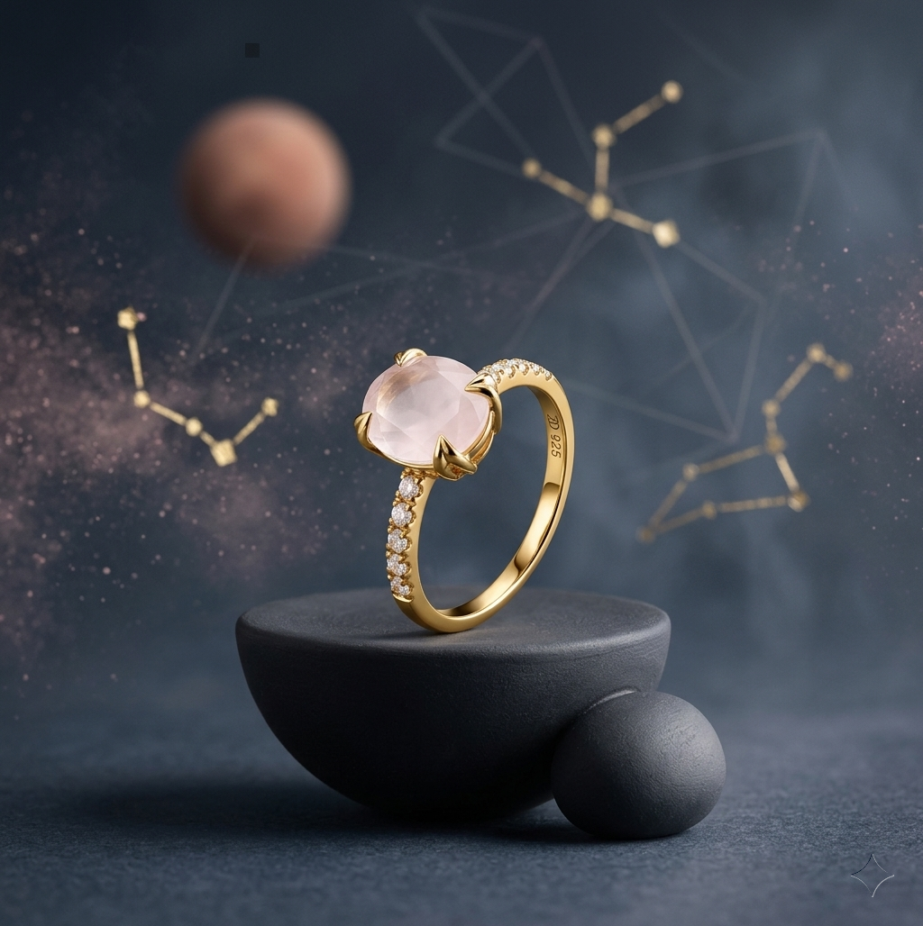Gold Rose Quartz Ring