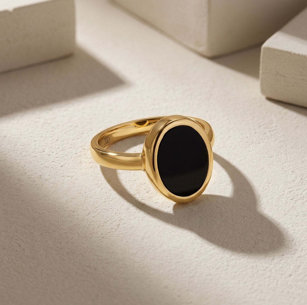 Black Onyx Crystal Ring