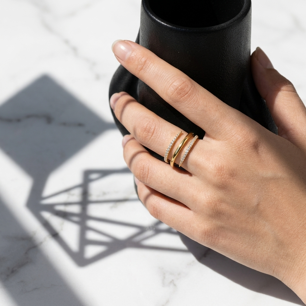 Gold Triple Row Open Claw Statement Ring