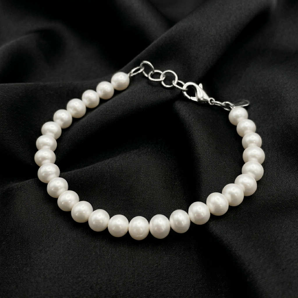 Gold Statement Mixed Link Oversized Pearl Bracelet