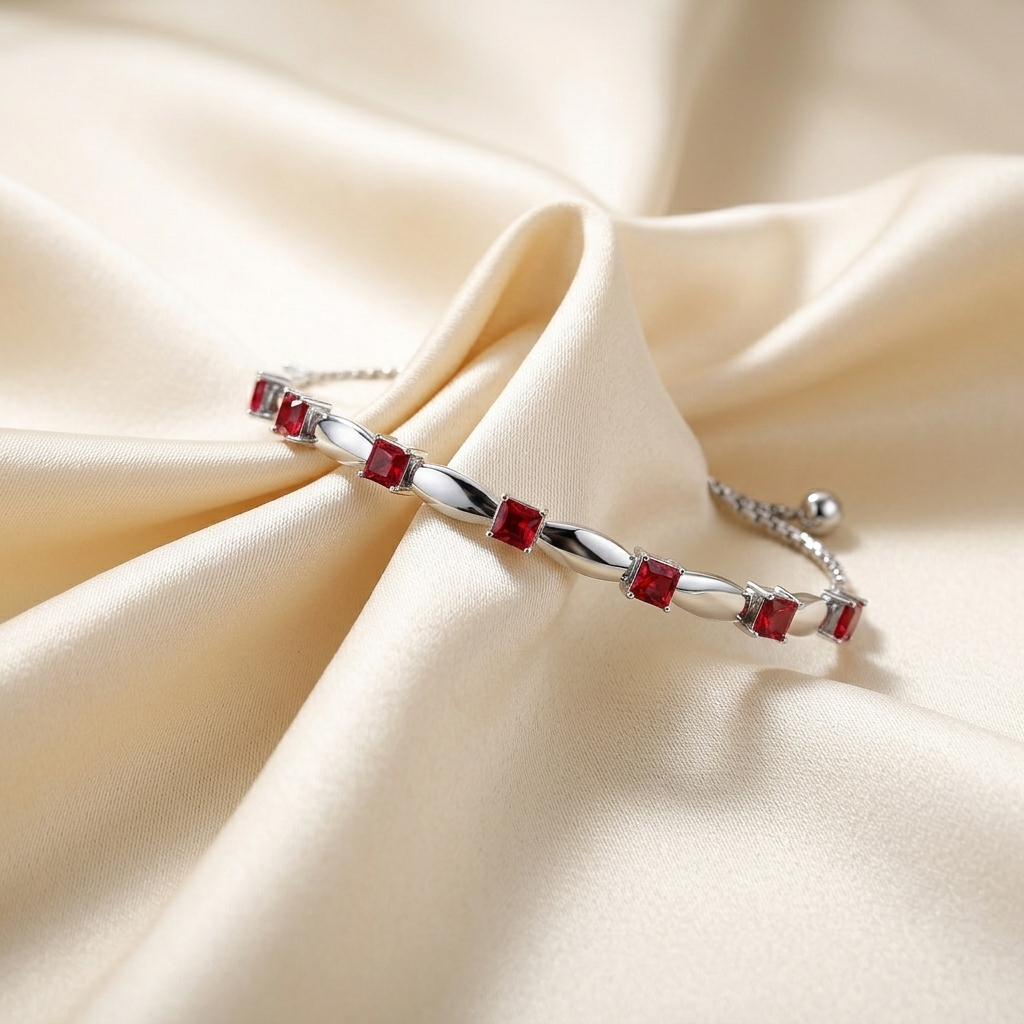 Silver Birthstone Crystal Adjustable Bolero Bracelet