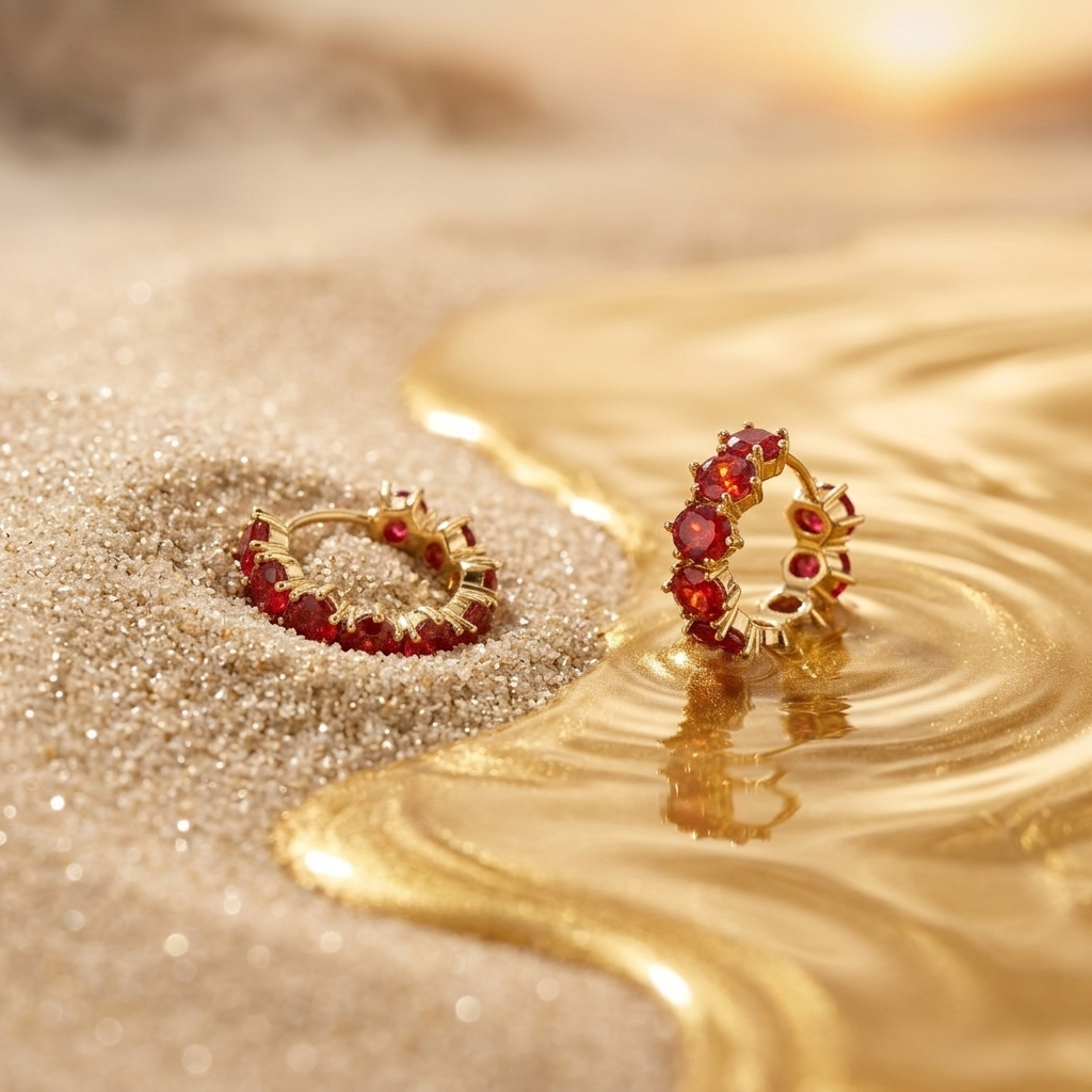 Gold Birthstone Crystal Half Hoop Pave Earrings