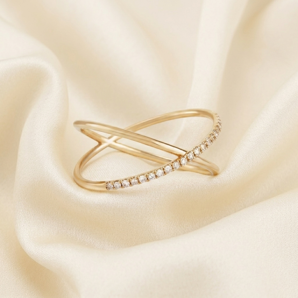 Gold Pave Crystal Dome Sparkle Statement Ring