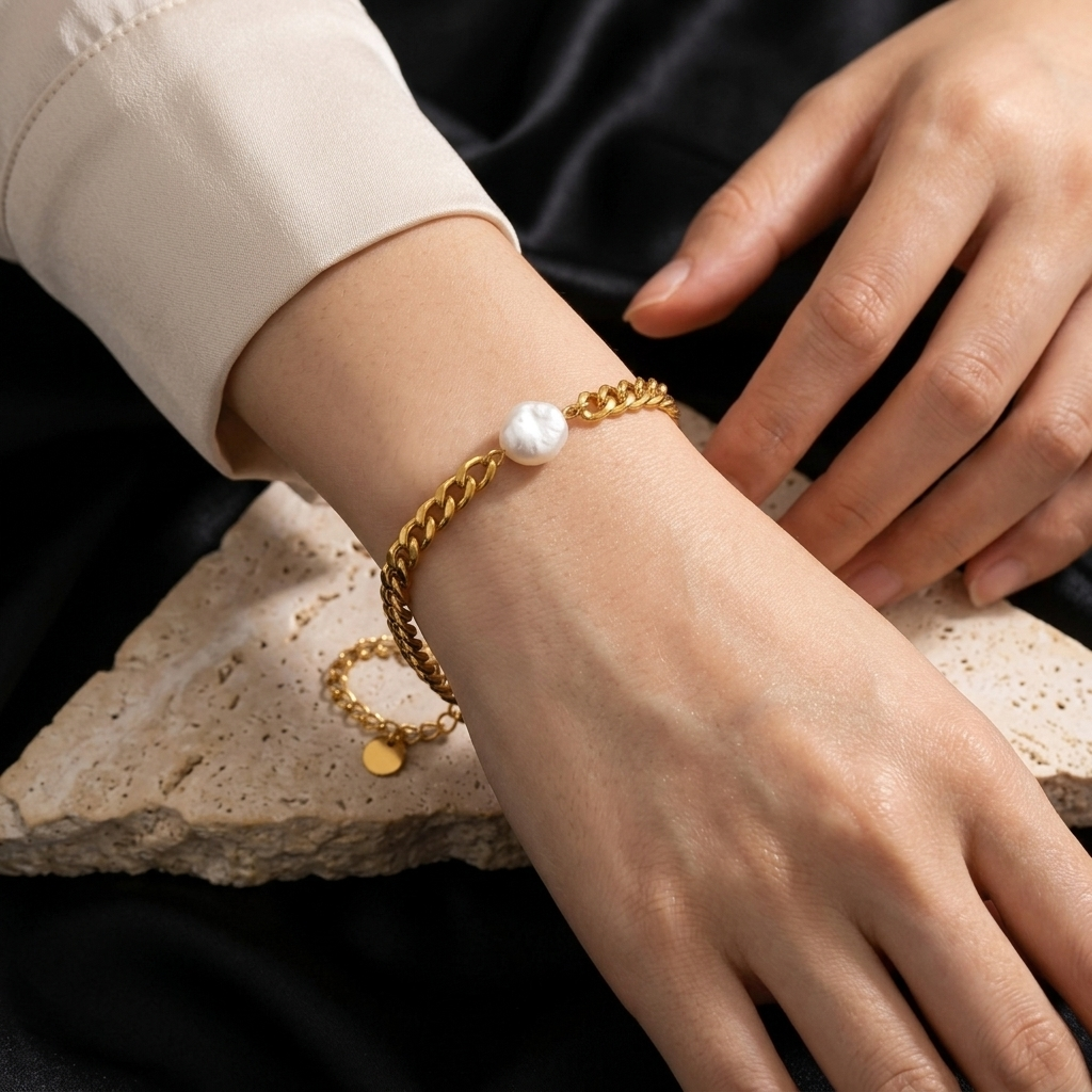 Gold April Birthstone Crystal Solitaire Chain Bracelet
