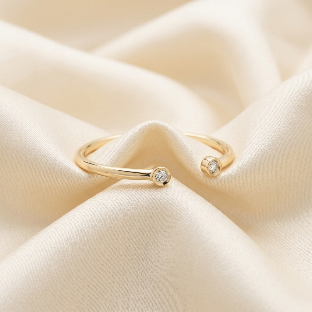 Gold Crystal Teardrop Open Adjustable Wrap Ring