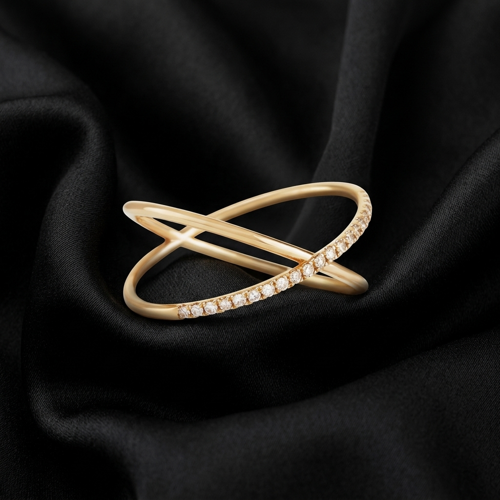 Gold Pave Crystal Dome Sparkle Statement Ring