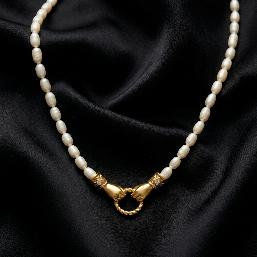 Gold Dainty Mother of Pearl Solitaire Necklace