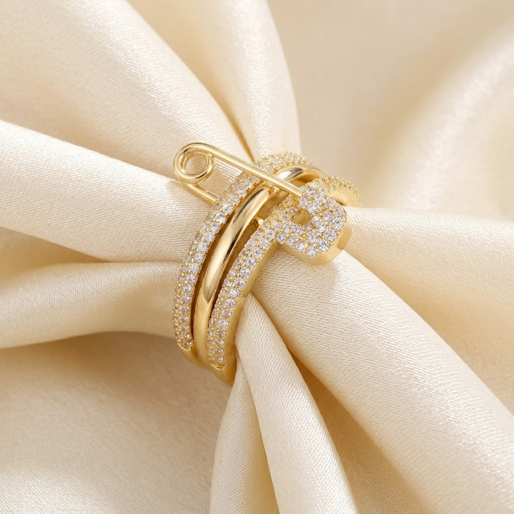 Gold Polished Paperclip Link Statement Wrap Ring