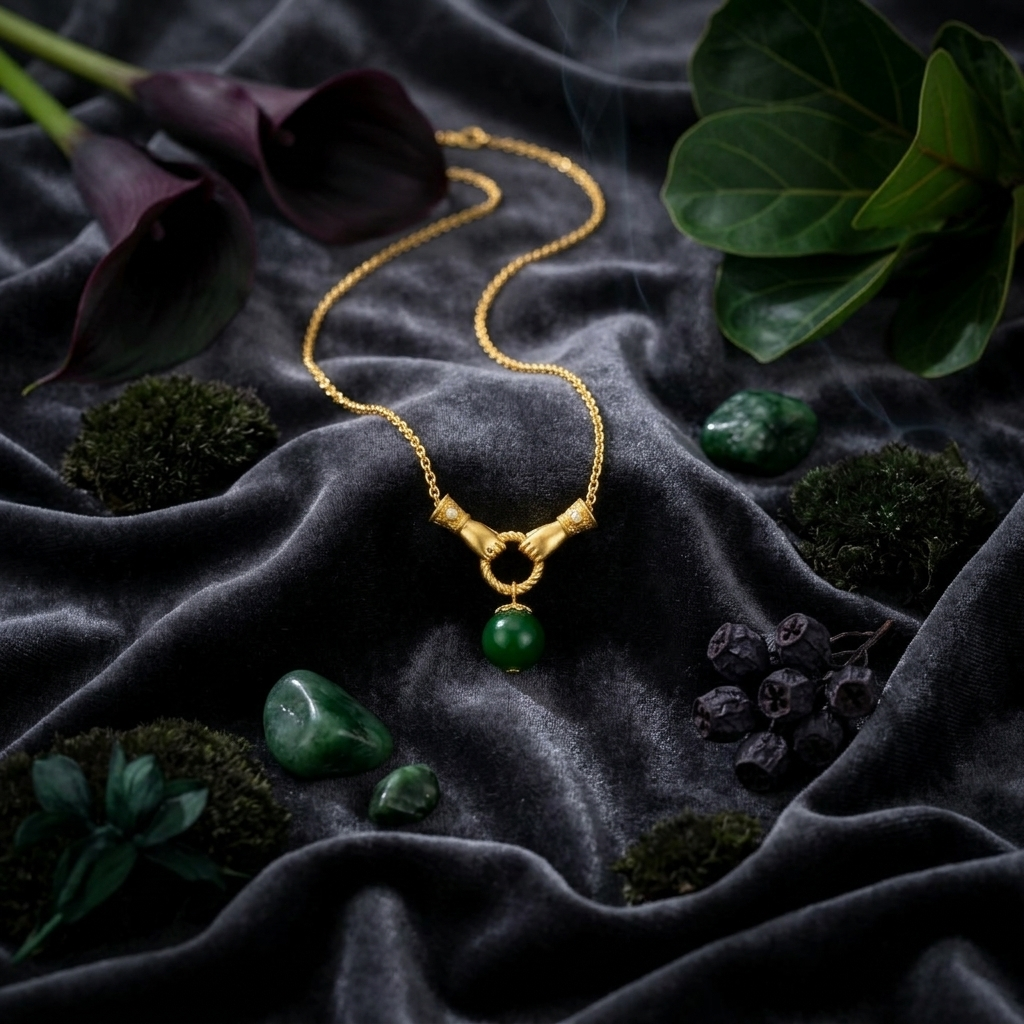 Gold Pear Cut Emerald Green Crystal Necklace