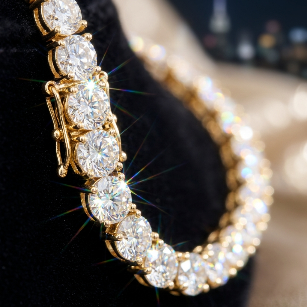 Silver Round Cut Sparkling Crystal Tennis Necklace