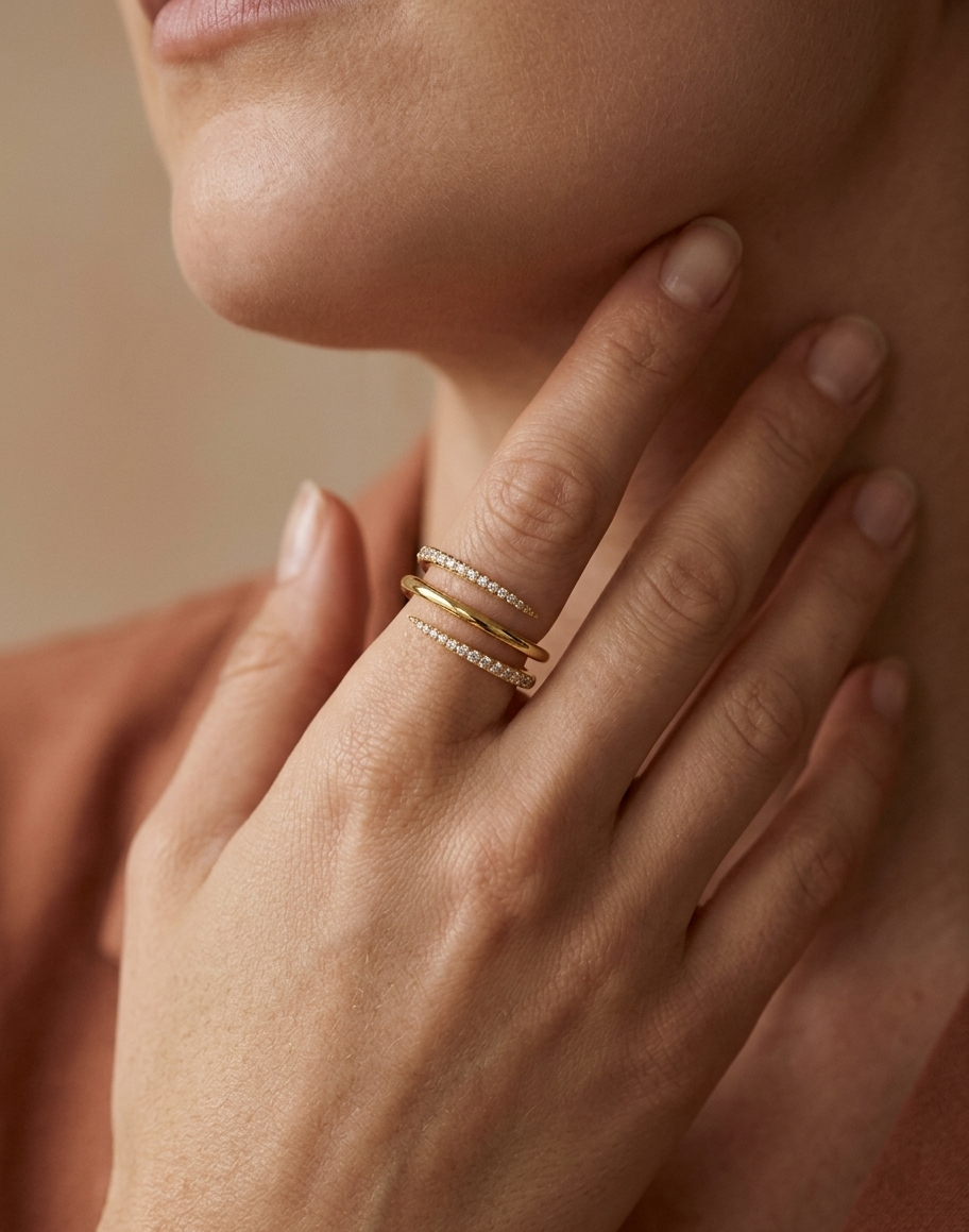 Gold Triple Row Open Claw Statement Ring