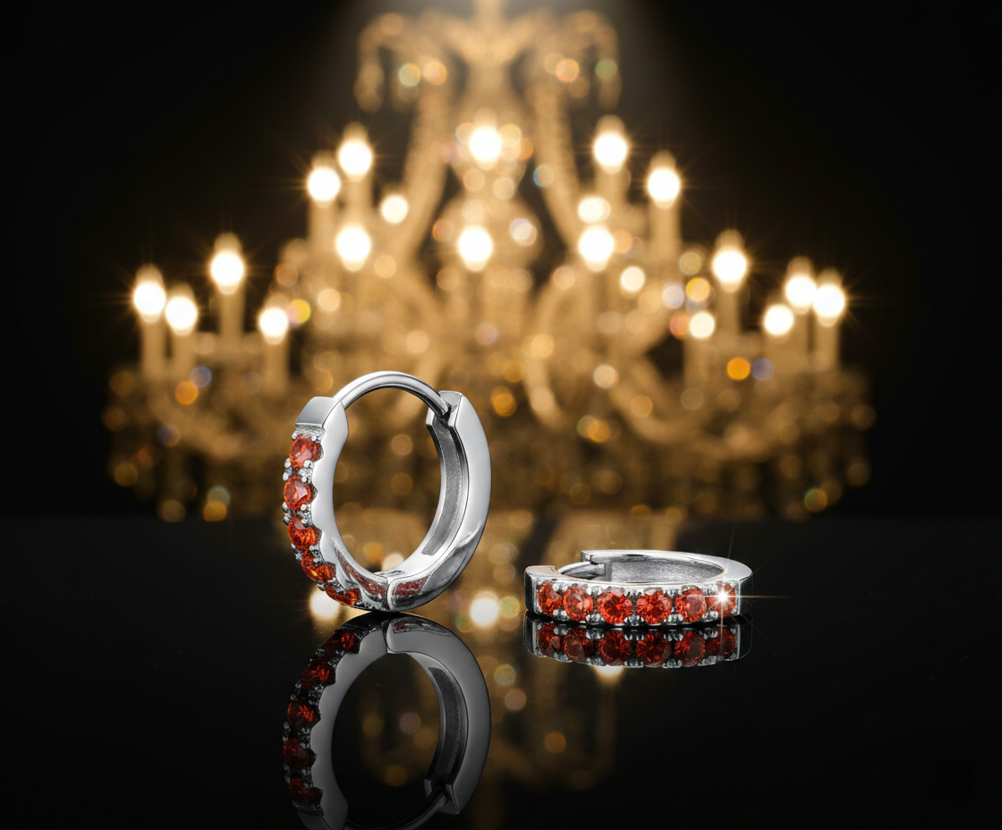 Silver Birthstone Crystal Pave Huggie Earrings