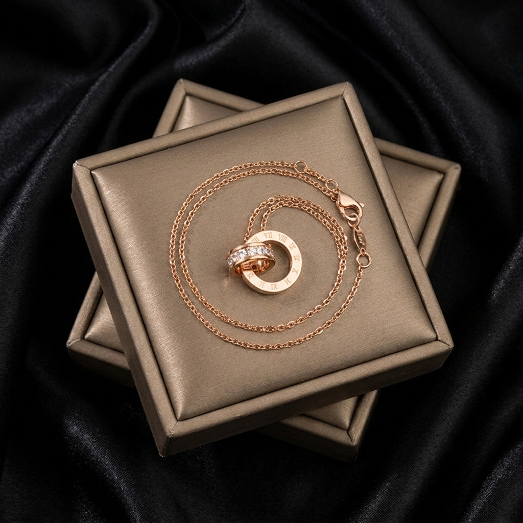 Triple Interlocking Circle Eternity Pendant Necklace