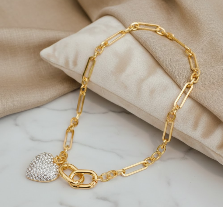 Sparkly Big Heart Bag Charm