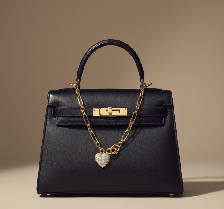 Sparkly Big Heart Bag Charm