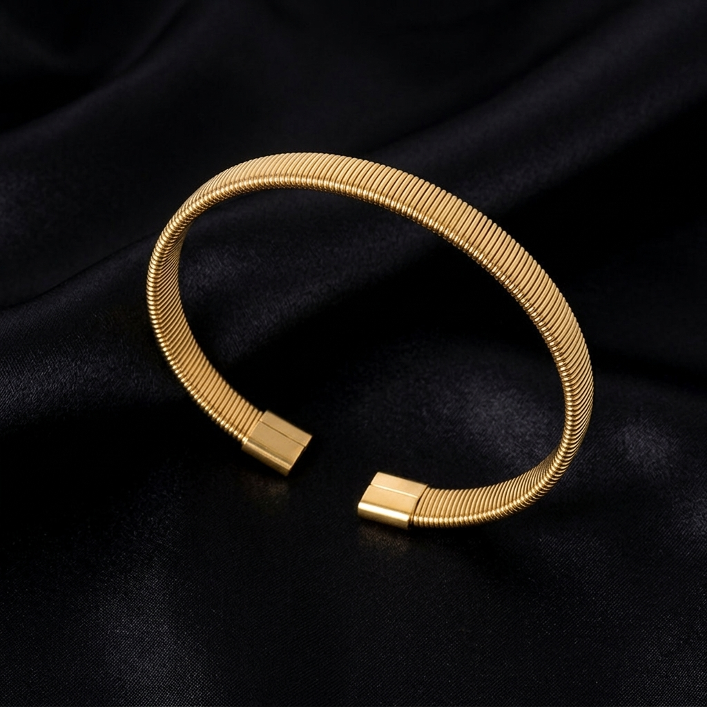 Gold Polished Minimalist Hinged Oval Bangle Bracelet