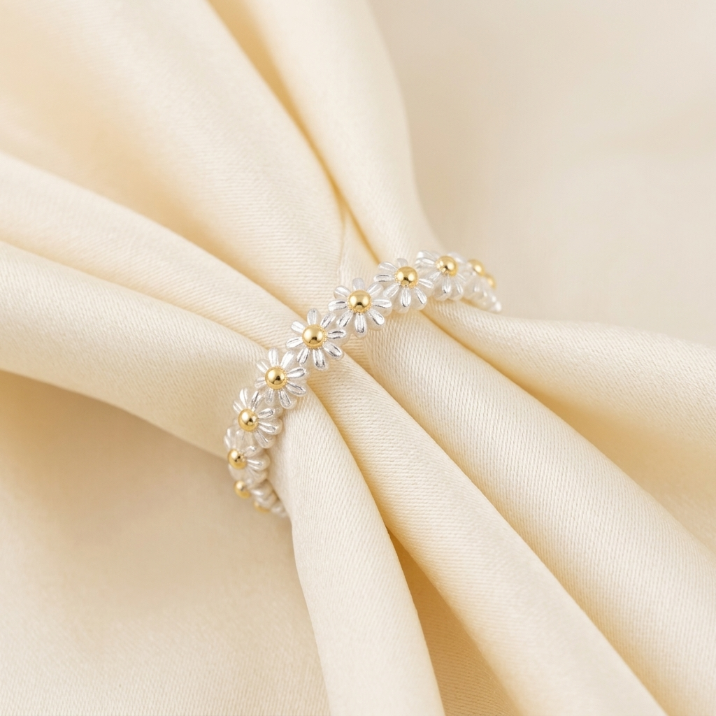 Sunflower Spinning Fidget Crystal Statement Ring