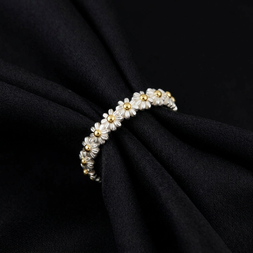 Sunflower Spinning Fidget Crystal Statement Ring