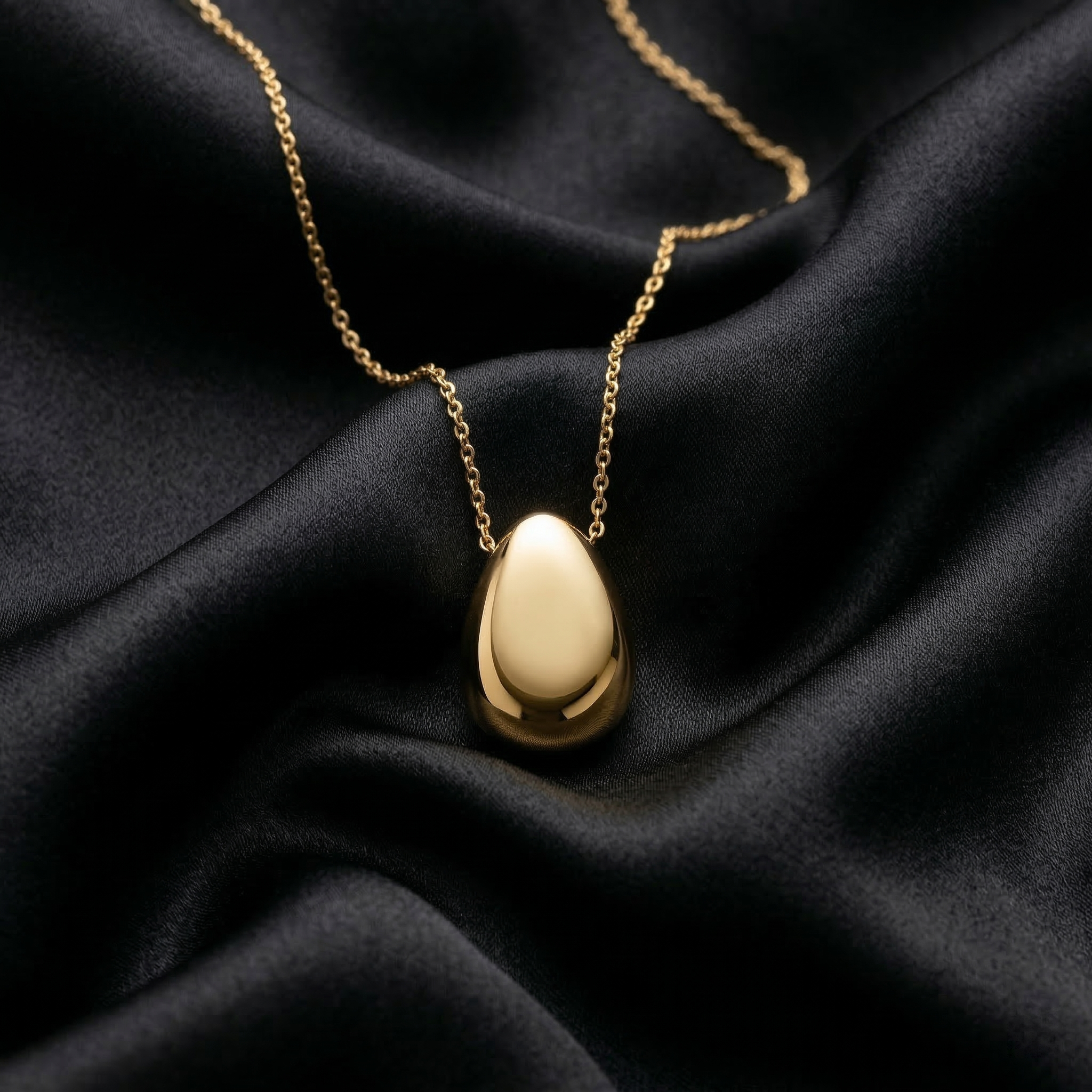 Silver Teardrop Sparkle Statement Drop Pendant Necklace
