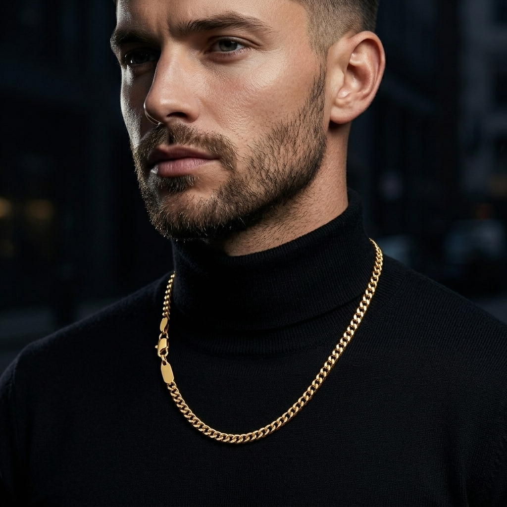 Gold Bold High Polish Curb Link Necklace