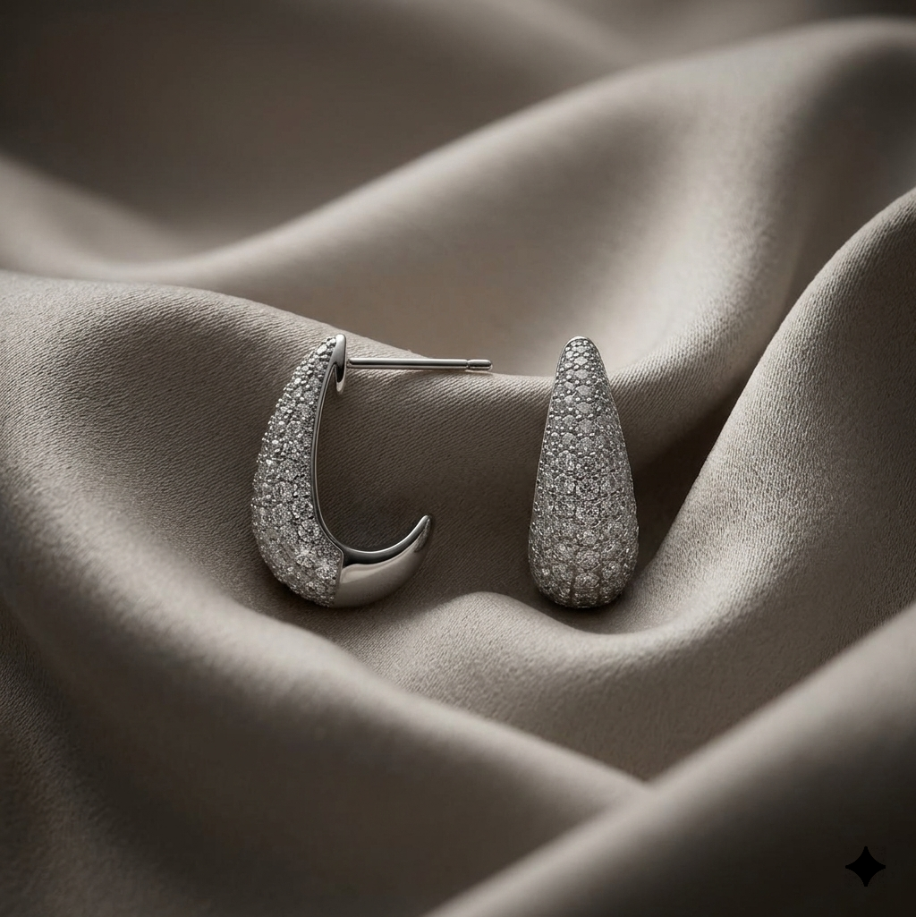 Teardrop Micro-Pavé Statement Studs Earrings
