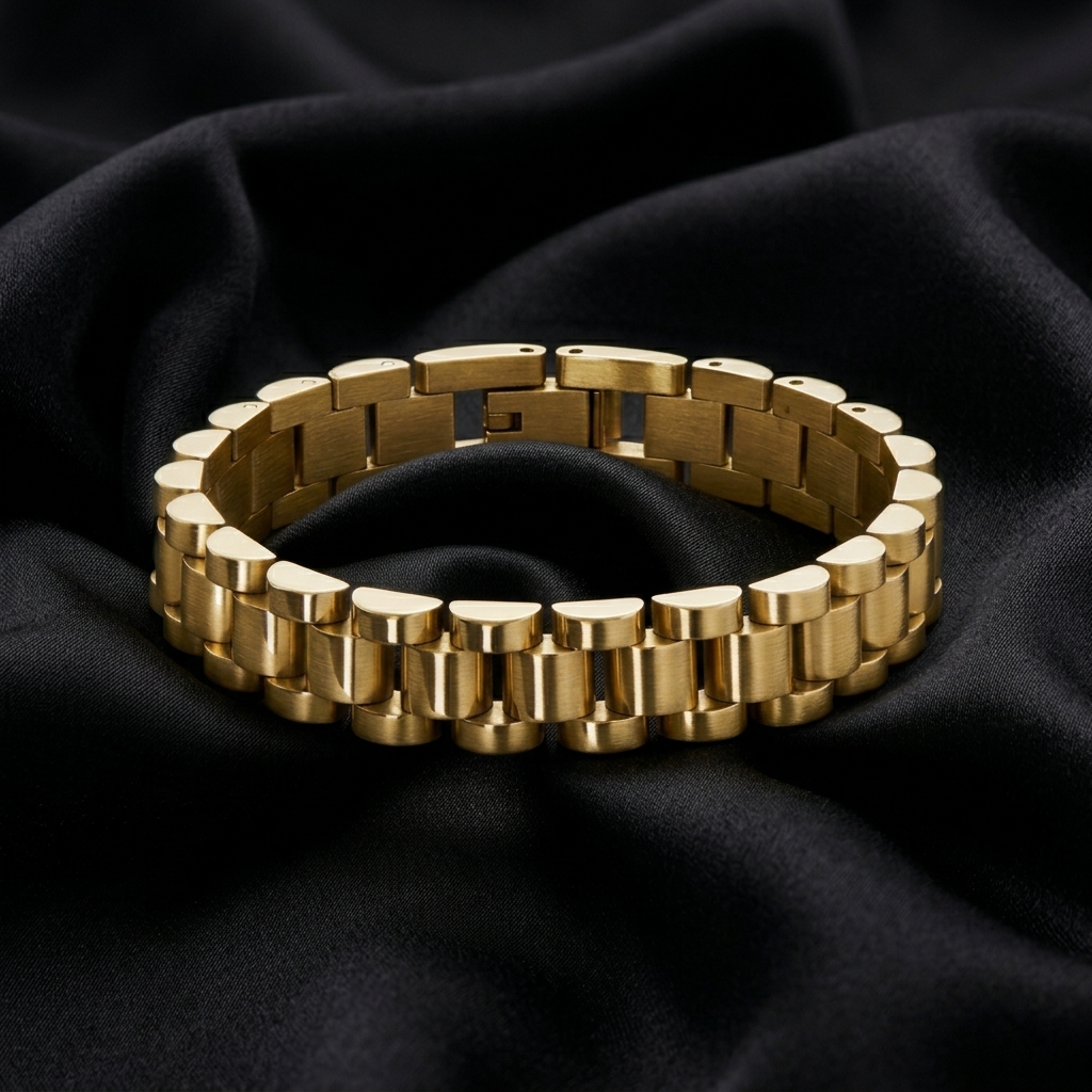 Gold Polished Luxury Watch Strap Link Bracelet