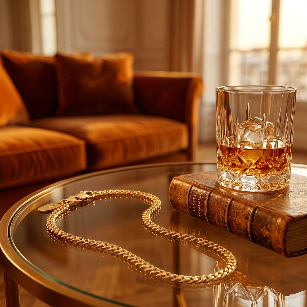 Gold Bold High Polish Curb Link Necklace
