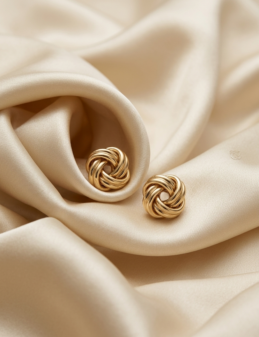 Gold Love Knot Statement Stud Earrings