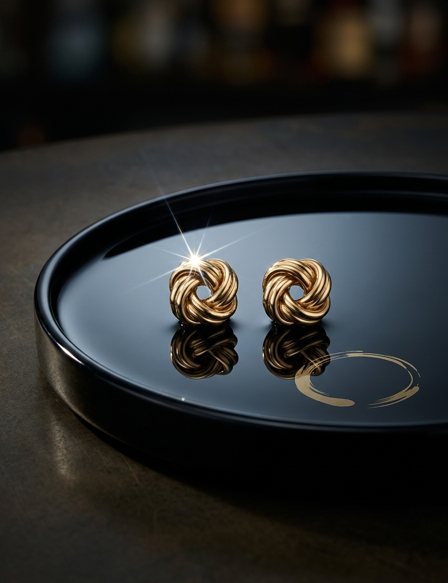 Gold Love Knot Statement Stud Earrings