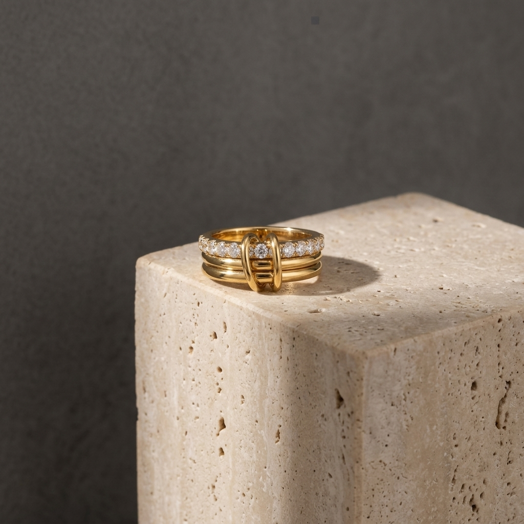 Gold Twisted Rope Texture Stackable Band Ring