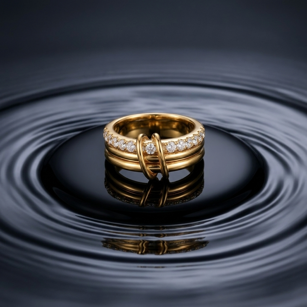 Gold Twisted Rope Texture Stackable Band Ring
